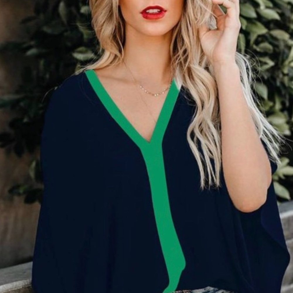 Flowy Tunic un navy and green